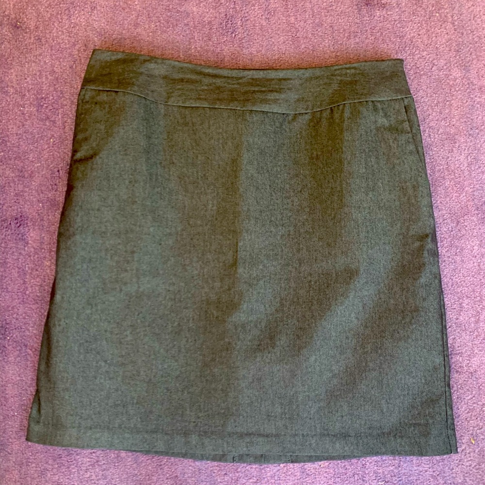 Navy blue denim look pencil skirt. Size 14.